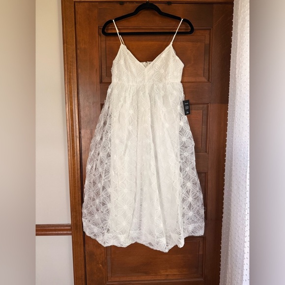 Lulus Radiate Elegance Ivory Floral Tulle Midi Dress - Picture 4 of 8